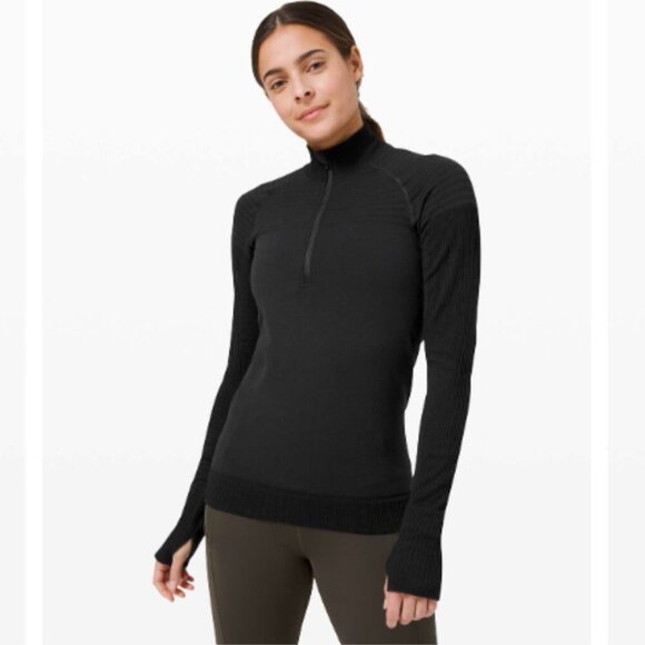 Lululemon Keep the Heat Half Zip Wool Blend Baselayer Size 8 Black - Picture 1 of 7